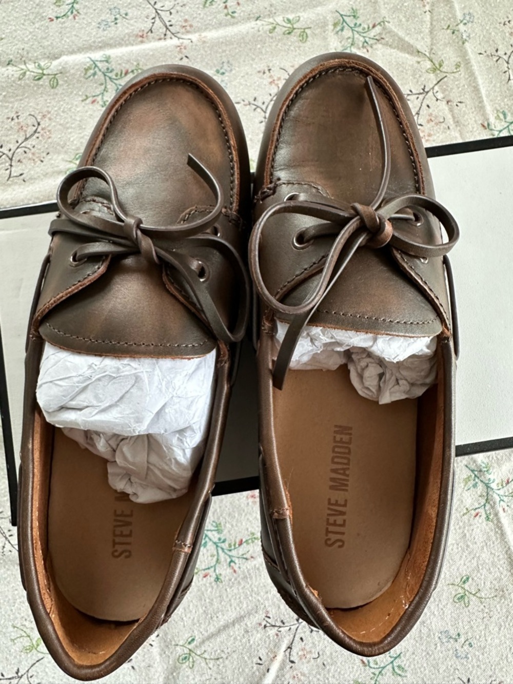 Steve Madden Women’s Dark Brown Leather Boat Loafers - Picture 2 of 8